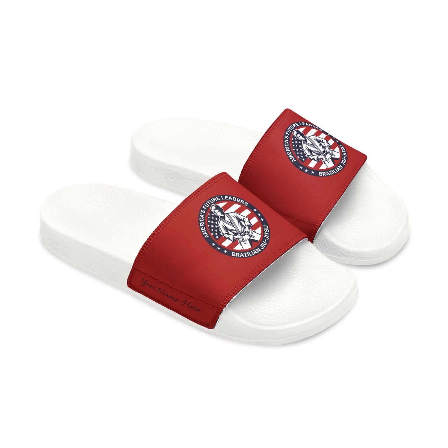 PERSONALIZABLE America's Future Leaders Brazilian Jiu Jitsu Youth Removable-Strap Sandals - Red