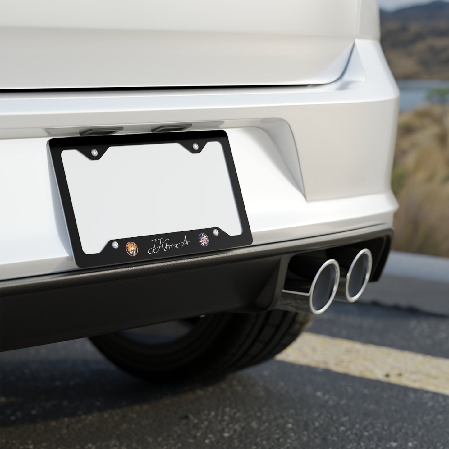 JJ Grappling Arts Metal License Plate Frame - Black