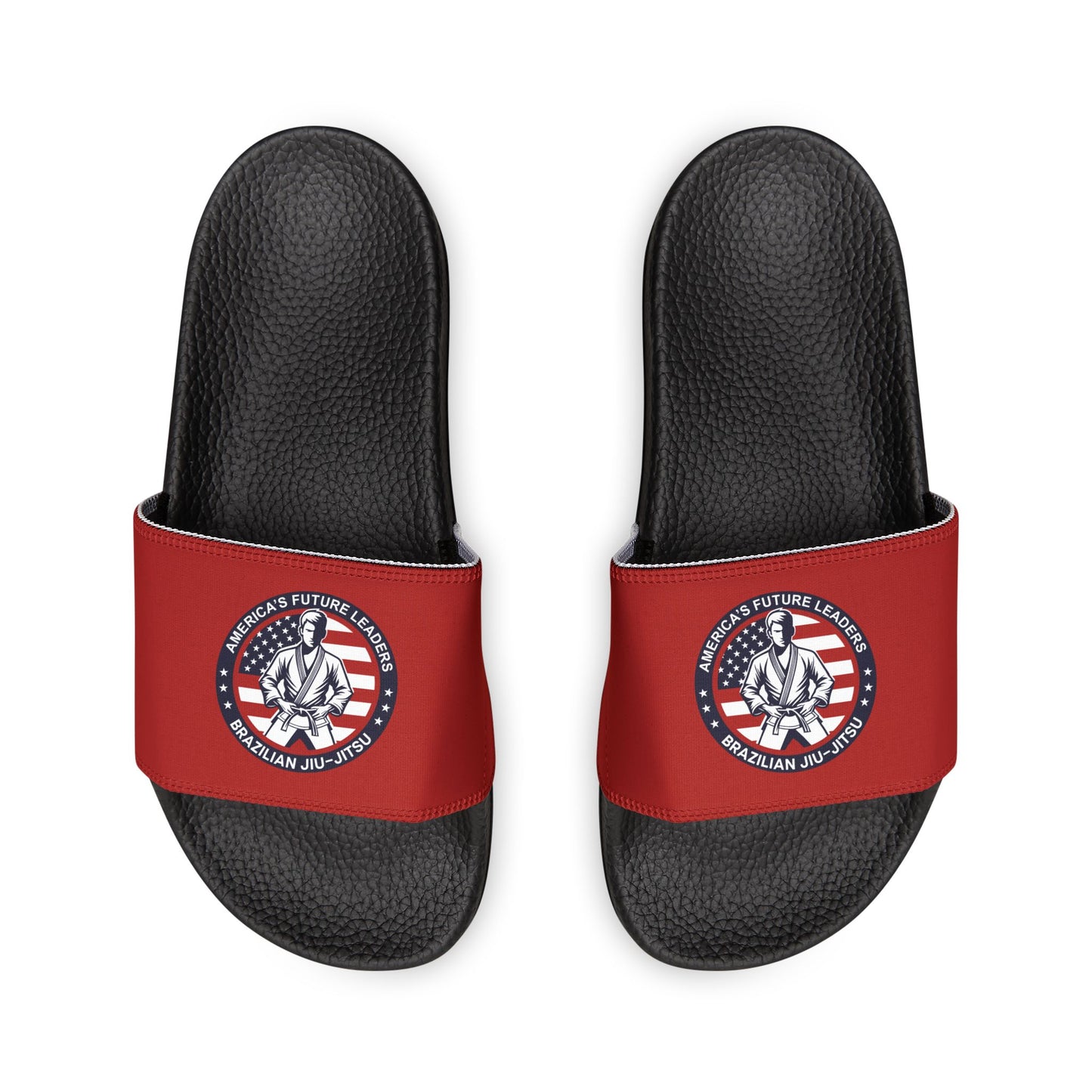 PERSONALIZABLE America's Future Leaders Brazilian Jiu Jitsu Youth Removable-Strap Sandals - Red