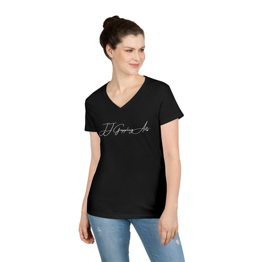 JJ Grappling Arts Signature Minimalist Ladies' V-Neck T-Shirt, 3 Colors - Gildan