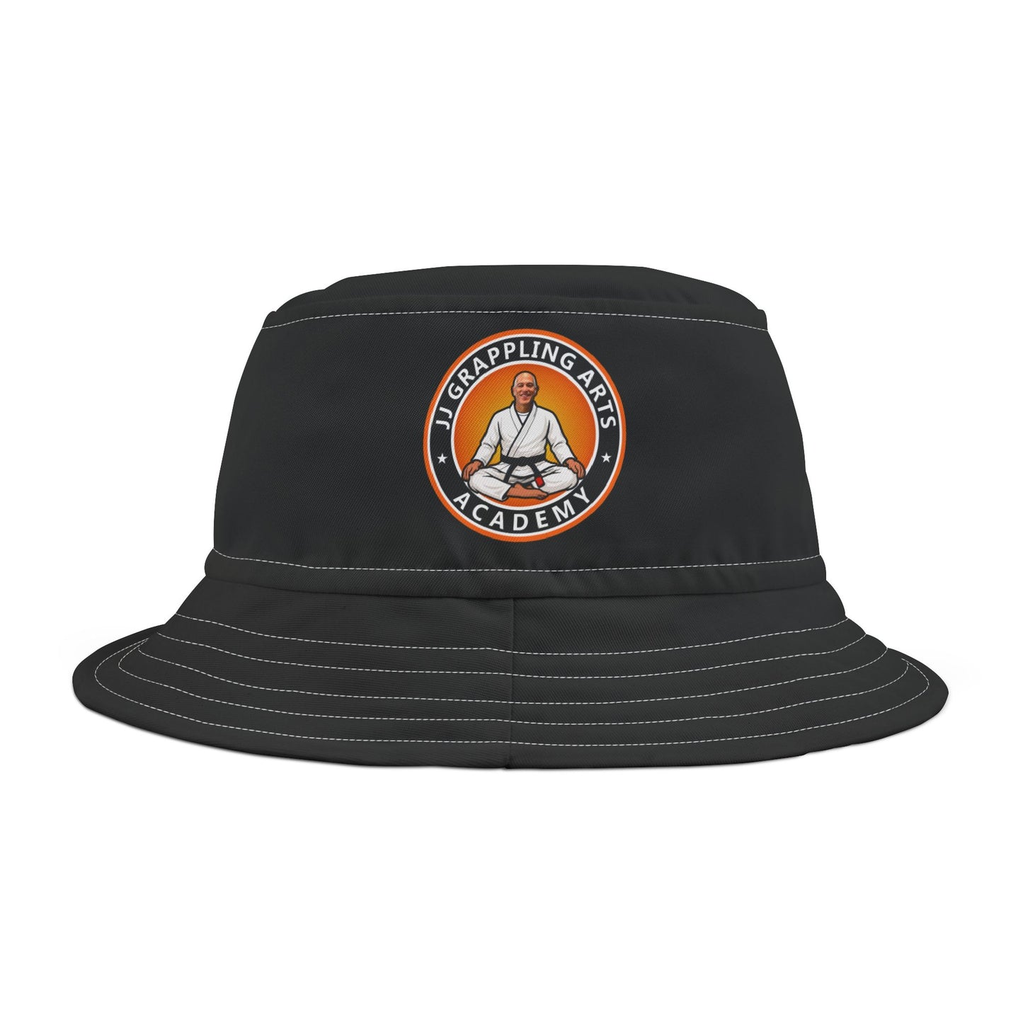 JJ Grappling Arts Academy Unisex Bucket Hat Black with Orange Brim