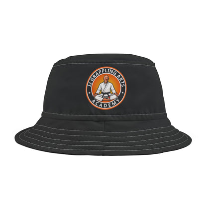 JJ Grappling Arts Academy Unisex Bucket Hat Black with Orange Brim