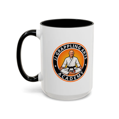 PERSONALIZED JJ Grappling Arts Academy Accent Handle Coffee Mug (11, 15oz), 5 colors