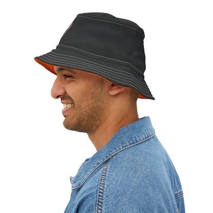 JJ Grappling Arts Academy Unisex Bucket Hat Black with Orange Brim