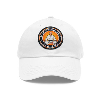 JJ Grappling Arts Academy UNISEX Dad Hat with Black Leather Patch, 4 Colors
