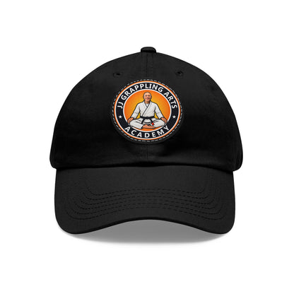 JJ Grappling Arts Academy UNISEX Dad Hat with Black Leather Patch, 4 Colors