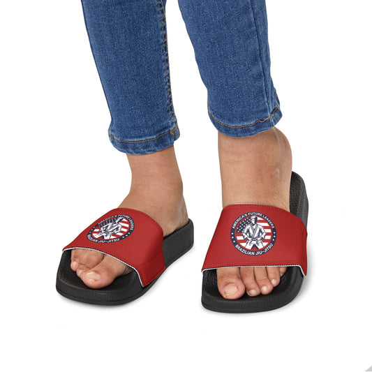 PERSONALIZABLE America's Future Leaders Brazilian Jiu Jitsu Youth Removable-Strap Sandals - Red