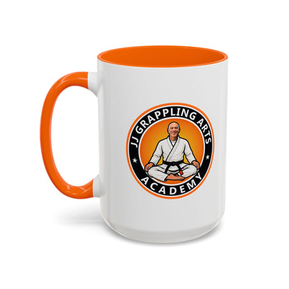 PERSONALIZED JJ Grappling Arts Academy Accent Handle Coffee Mug (11, 15oz), 5 colors
