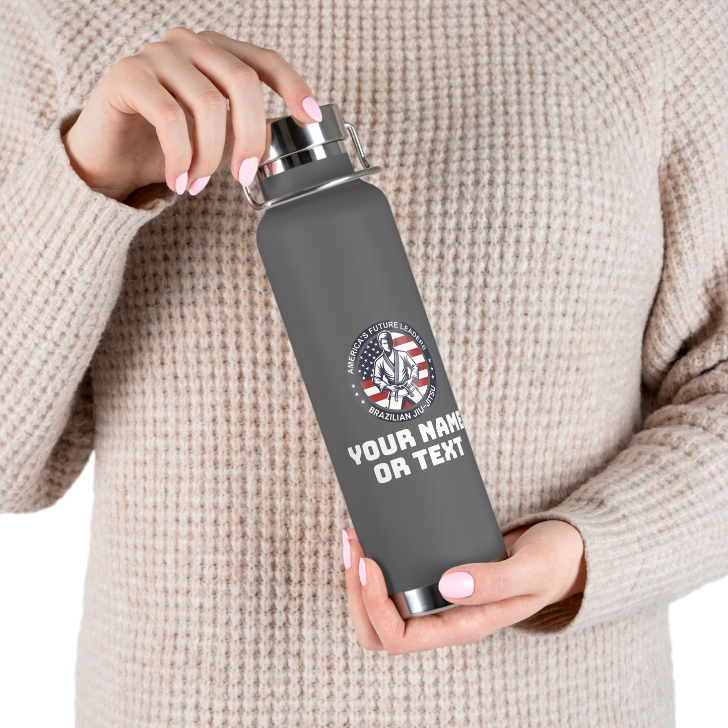 PERSONALIZABLE America's Future Leaders Brazilian Jiu Jitsu Copper Vacuum Insulated Bottle, 22oz