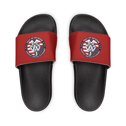 PERSONALIZABLE America's Future Leaders Brazilian Jiu Jitsu Youth Removable-Strap Sandals - Red