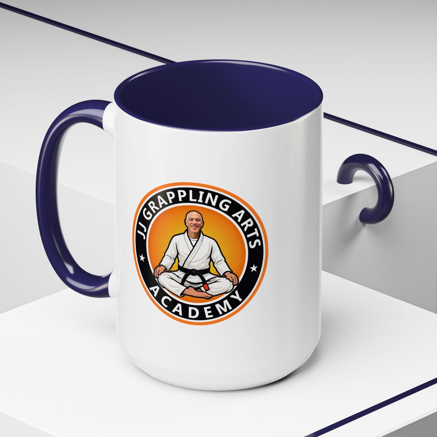 PERSONALIZED JJ Grappling Arts Academy Accent Handle Coffee Mug (11, 15oz), 5 colors