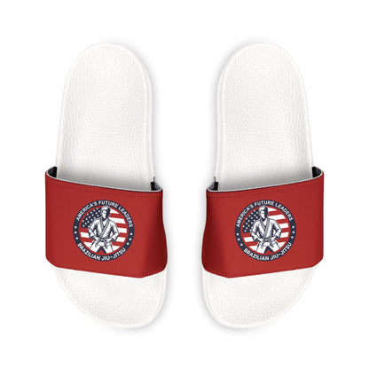 PERSONALIZABLE America's Future Leaders Brazilian Jiu Jitsu Youth Removable-Strap Sandals - Red