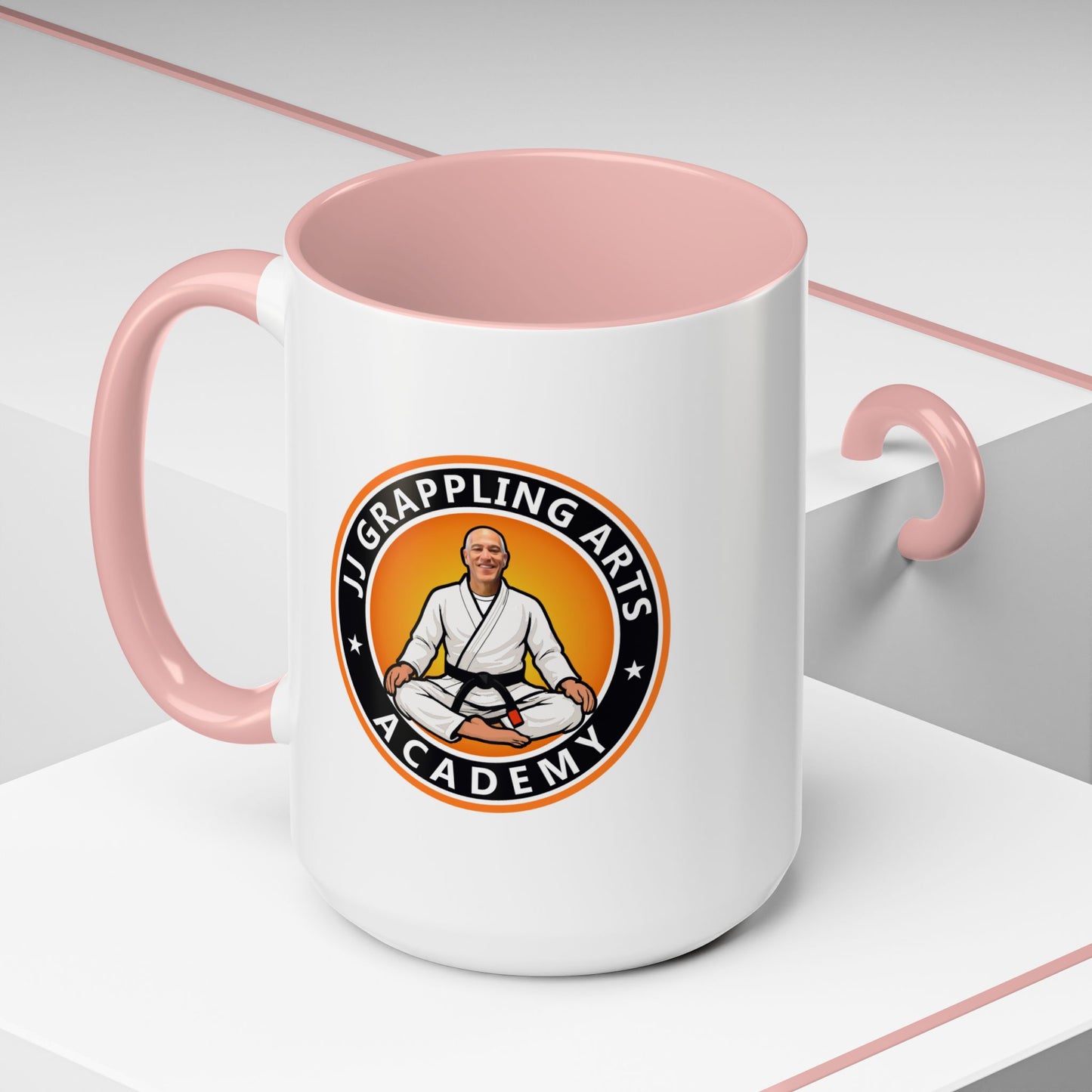 PERSONALIZED JJ Grappling Arts Academy Accent Handle Coffee Mug (11, 15oz), 5 colors