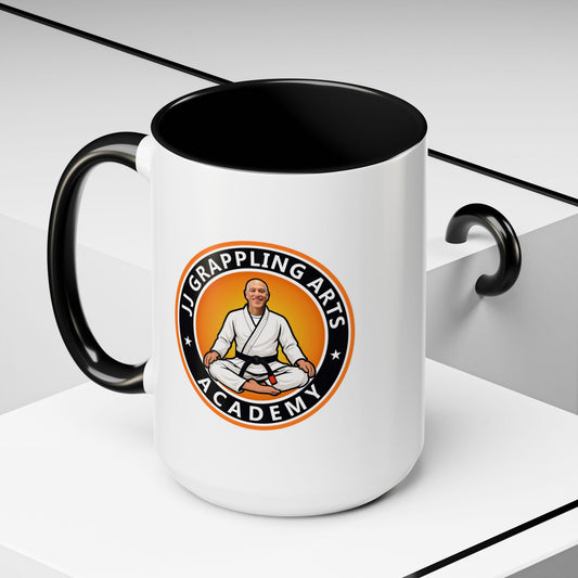 PERSONALIZED JJ Grappling Arts Academy Accent Handle Coffee Mug (11, 15oz), 5 colors