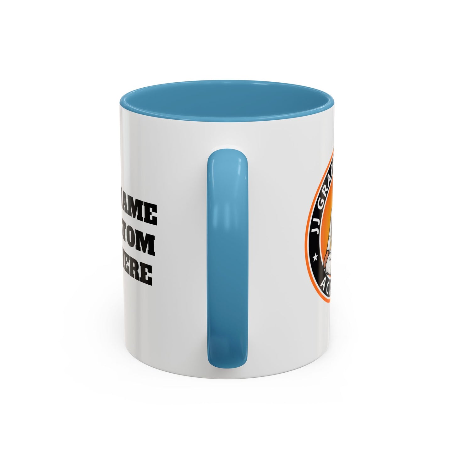 PERSONALIZED JJ Grappling Arts Academy Accent Handle Coffee Mug (11, 15oz), 5 colors