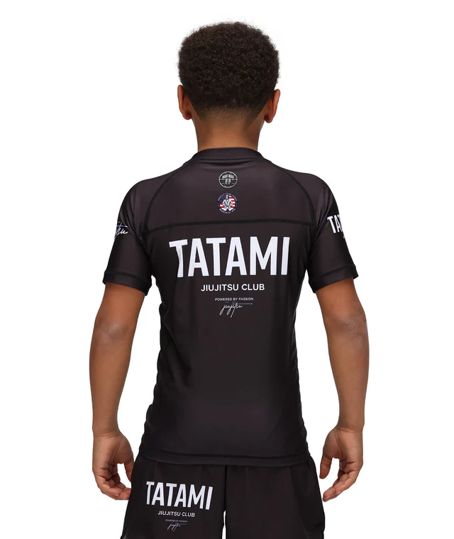JJ Grappling Arts Tatami KIDS JJ Club Short Sleeve Rash Guard - Black - AFL BJJ