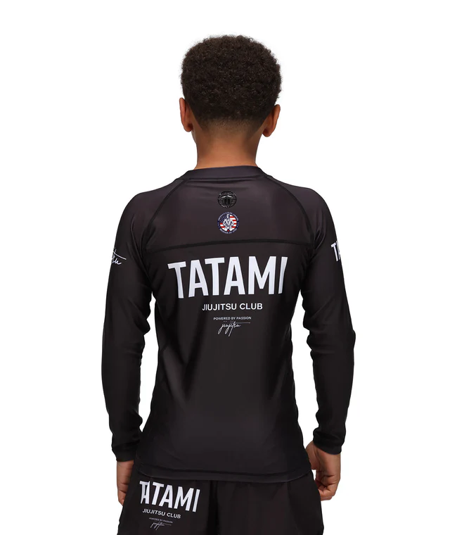 JJ Grappling Arts Tatami KIDS JJ Club Long Sleeve Rash Guard - Black - AFL BJJ