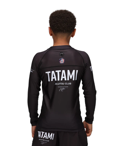JJ Grappling Arts Tatami KIDS JJ Club Long Sleeve Rash Guard - Black - AFL BJJ