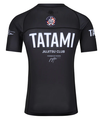 JJ Grappling Arts Tatami MENS JJ Club Short Sleeve Rash Guard - Black - AFL BJJ