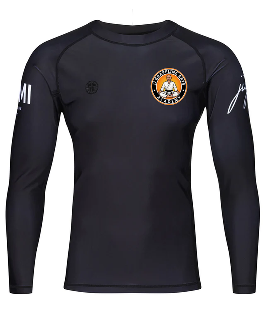 JJ Grappling Arts Tatami MENS JJ Club Long Sleeve Rash Guard - Black - AFL BJJ
