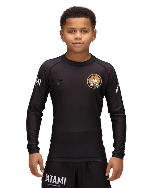 JJ Grappling Arts Tatami KIDS JJ Club Long Sleeve Rash Guard - Black - AFL BJJ