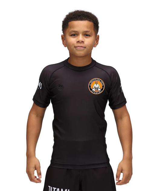 JJ Grappling Arts Tatami KIDS JJ Club Short Sleeve Rash Guard - Black - AFL BJJ